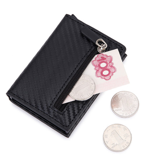 Buy Center Choice-European And American Anti-theft Metal Wallet Men's Short Version Carbon fiber