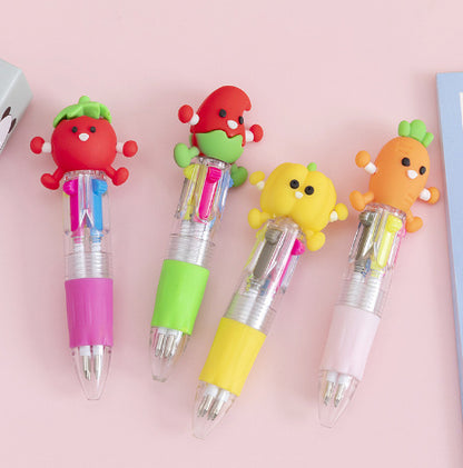 Fresh on the Scene at Buy Center: Cute Cartoon Cute Object Four-color Press Color Ballpoint Pen Random 1PC Fruits And Vegetables