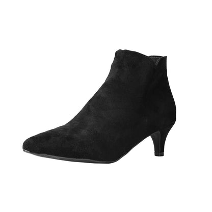 Buy Center Exclusive Offer-Suede Stiletto Heel Ankle Boots Pointed-toe Ankle Boots Black