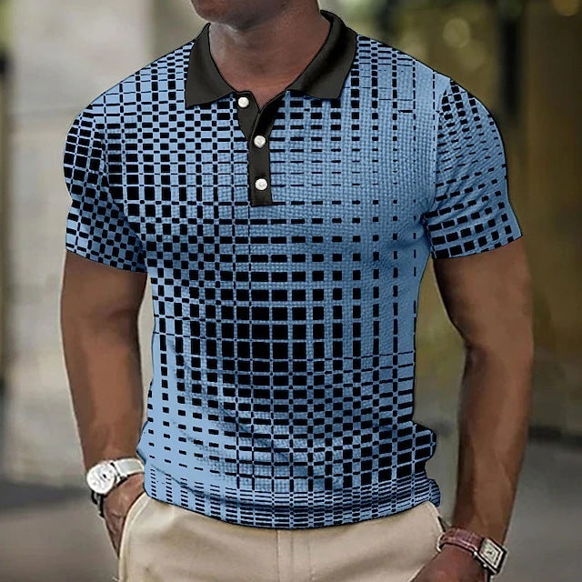 Newly Released at Buy Center: Fashion Plaid Pattern Men's Casual Short-sleeved Top DXPOLO499