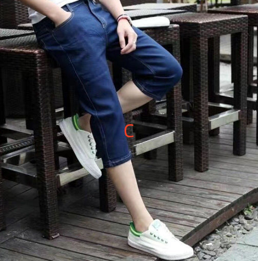 Hot New Items at Buy Center: Gradient Denim Shorts Men's Summer Drawstring Elastic Waist