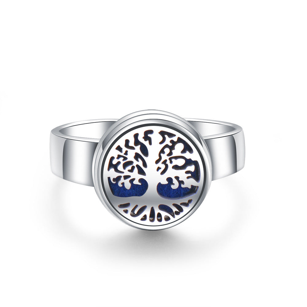 Buy Center Hot Pick-Hollow Adjustable Tree Of Life Titanium Steel Aromatherapy Diffuser Ring 1color Adjustable Opening