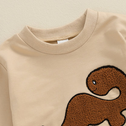 Fresh Arrivals at Buy Center: Baby Long Sleeve Dinosaur Embroidery Triangle Overalls