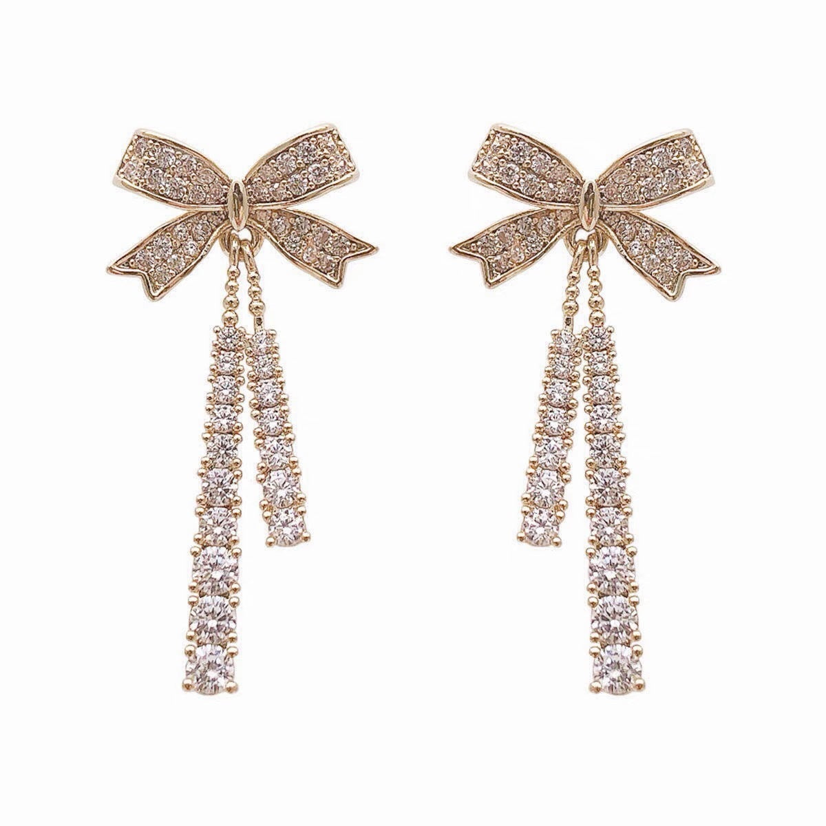 Buy Center Handpicked- New Super Fairy Bow Stud Earrings For Women Niche Design Stud Earrings Gold