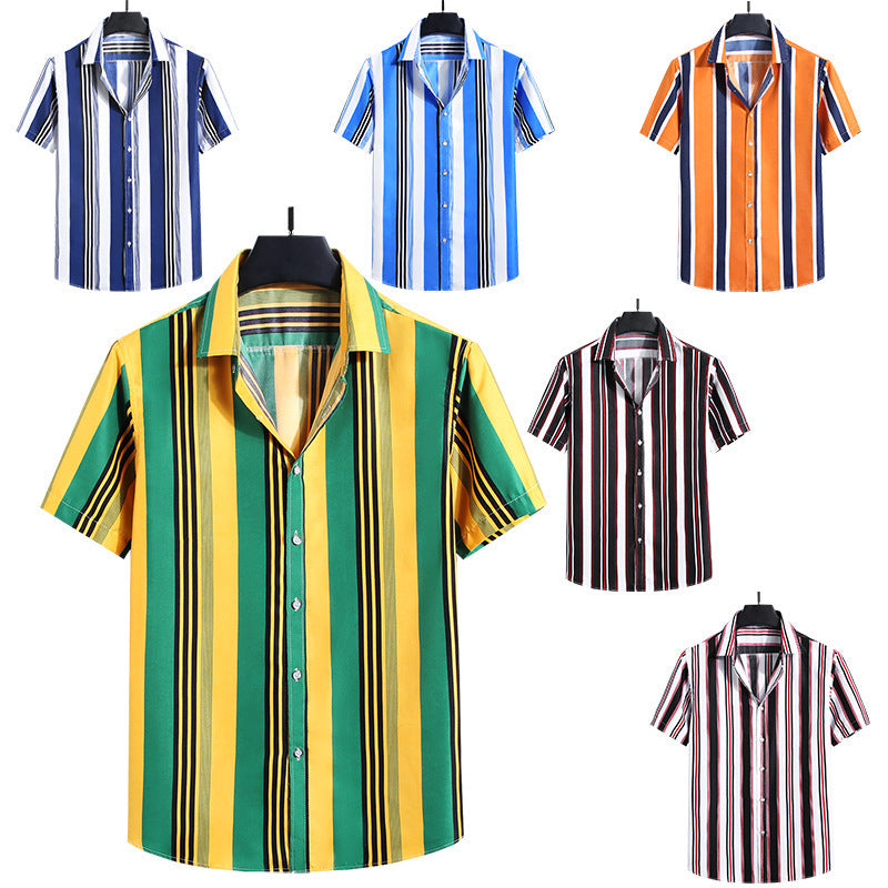 Fresh Arrivals at Buy Center: Men's Fashion Loose Striped Short Sleeve Shirt Top