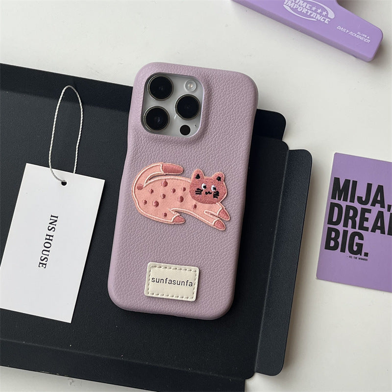 Buy Center Prestige-High-grade Leather Sausage Dog Phone Case Purple Pink Cat