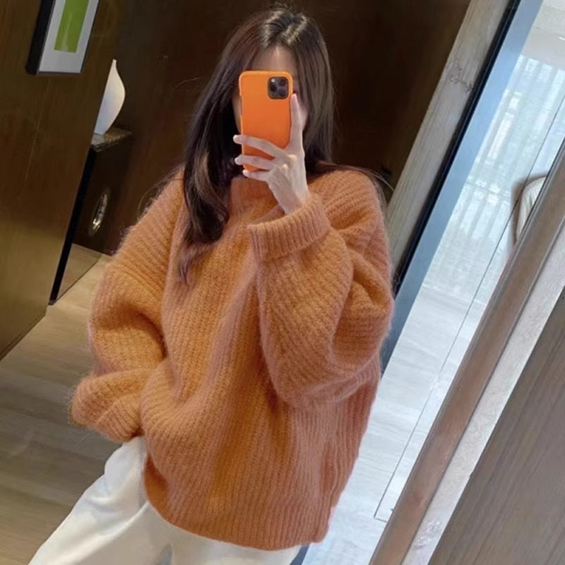 Top Loose And Lazy Style Soft Glutinous Sweet Knitted Sweater Buy Center