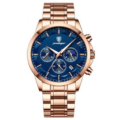 Fresh on the Scene at Buy Center: Sports Men's Watches Multifunctional Waterproof Quartz Watch 928 Rose Gold And Blue Surface