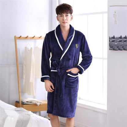 Winter Flannel Lovers Robe Gown Elegant Solid Casual Sleepwe Buy Center