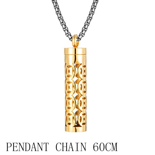 Buy Center Premium-Titanium Steel Hollow Aromatherapy Necklace Perfume Diffuser Gold Pendant Gold Chain