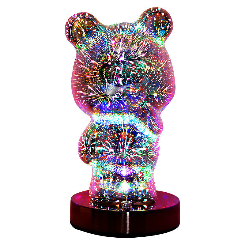 Fresh Arrivals at Buy Center: 3D Glass Multicolor Fireworks Finger Bear USB Dream Atmosphere Bedside Lamp Rechargeable 3D Fireworks