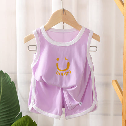 Fresh Arrivals at Buy Center: Children's Quick Drying Clothes Vest Suit Summer Ice Silk Violet