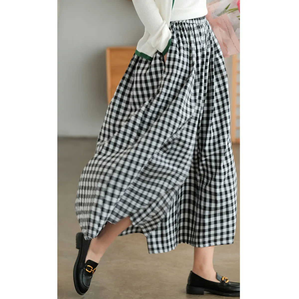 Fresh on the Scene at Buy Center: Plus Size Imitation Cotton And Linen Plaid Casual Cropped Pants For Women