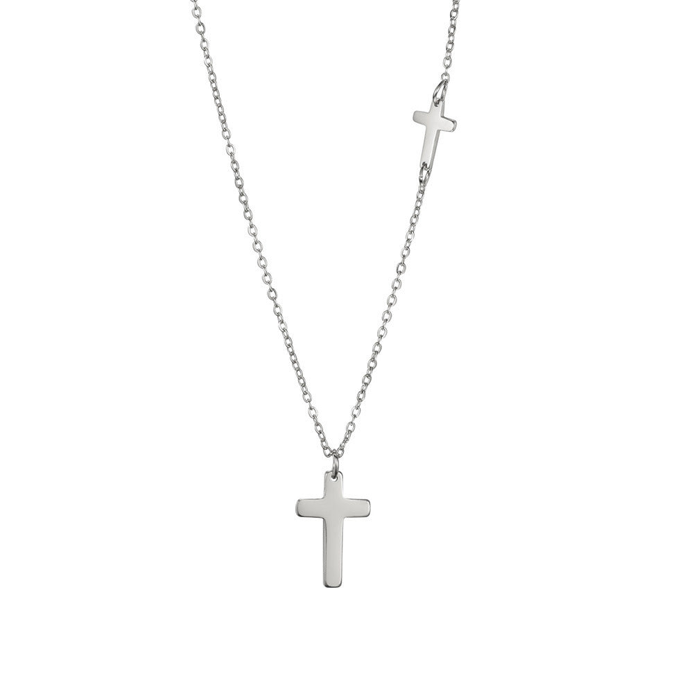 New Women's Stainless Steel Cross Necklace White