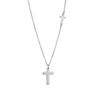 New Women's Stainless Steel Cross Necklace White