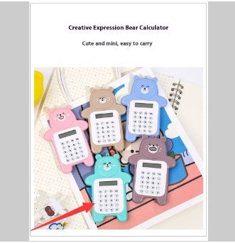 Cartoon Bear Calculator Student Mini-Portable Cyan