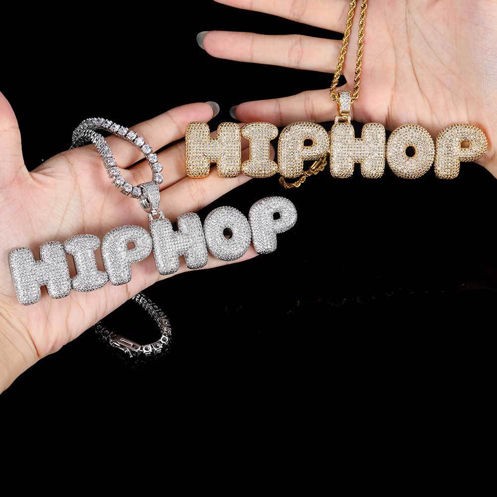 Newly Released at Buy Center: Hip Hop Bubbles Letter Pendant Micro Zirconia Necklace