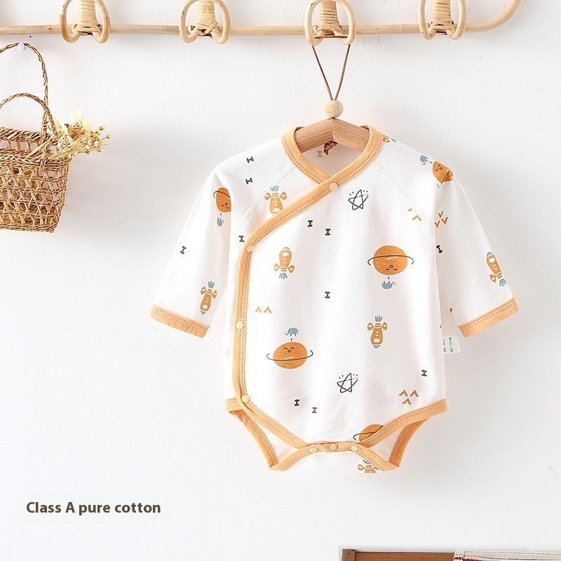 Fresh Arrivals at Buy Center: Newborn Onesie Class A Pure Cotton Boneless Triangle Rompers Light Yellow Earth