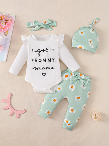 Fresh Arrivals at Buy Center: Baby Girl Cotton Romper 4-piece Set