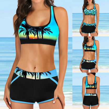 Digital Pattern Printing Beach Vacation Style Split Bikini