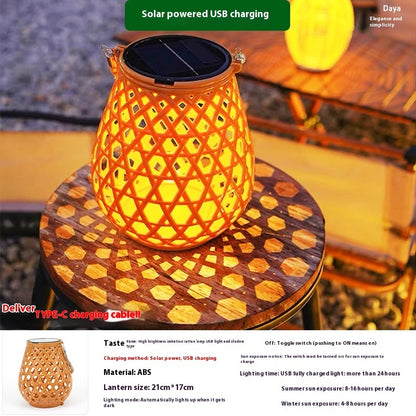 Hot New Items at Buy Center: Solar Garden Decoration Bamboo Woven Candle Lights Bamboo Light And Shadow Lamp