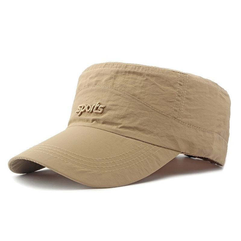 Just Arrived at Buy Center: Men's Flat-top Hat Summer Outdoor Sun Protection Sun Hat Leisure Khaki Adjustable