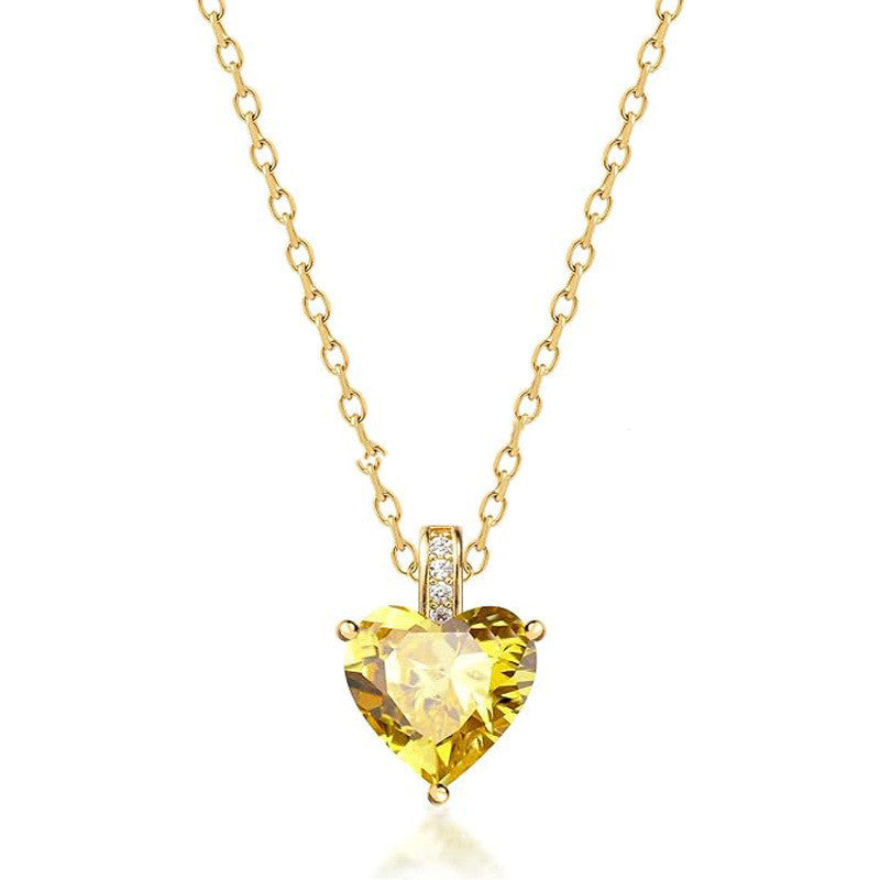 Buy Center Hot Pick-Women's Twelve Birthstone Fashion Simple Pendant Necklace November Yellow Diamond