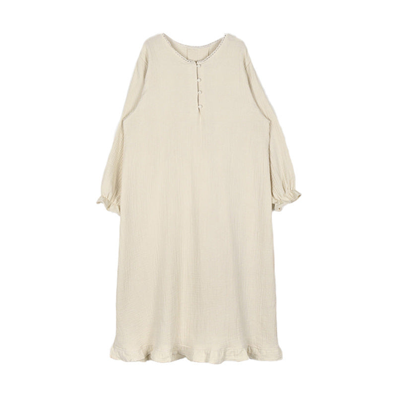 Chemise de nuit en gaze de coton double couche Ins de Corée du Sud