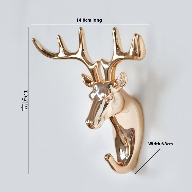 Just Arrived at Buy Center: Home Creative Cartoon Punch-free Clothes Hanger Deer Head Hook Deer Head Gold Plated