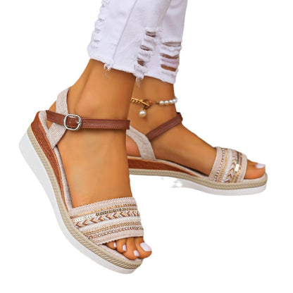 Trending Now at Buy Center: Women's Large Hemp Rope Edge Sole Sponge Cake Thick Sole Sandals