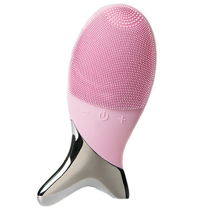 Système de nettoyage en gel de silicone Instrument électrique pour le visage Brosse de nettoyage des pores Instrument thérapeutique inductif Masseur à vibrations