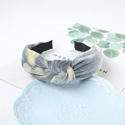 Buy Center Trend-Fabric Headband Tie-dyed Velvet Knotted Headband Thickened Gray Fabric