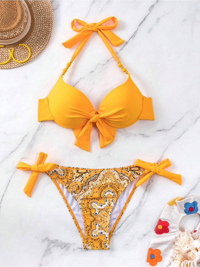 Just Arrived at Buy Center: Ladies New Printing Quality Bikini Swimsuit Yellow