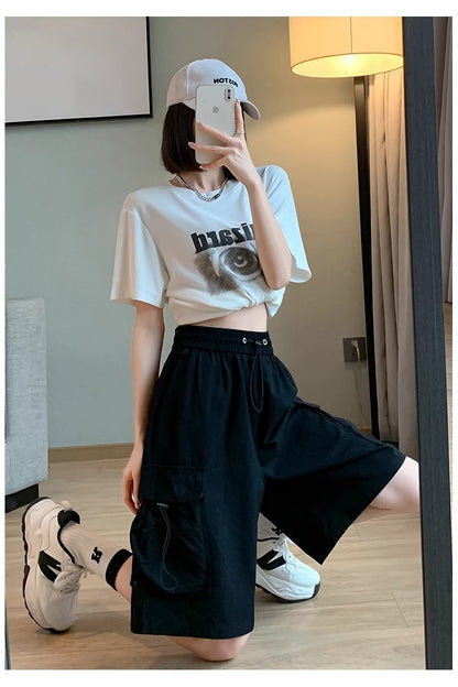 Fresh on the Scene at Buy Center: Women's Casual Sports Loose Wide Leg Middle Pants