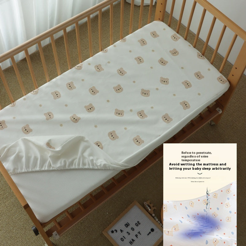 Newly Released at Buy Center: Crib Fitted Sheet Cotton Knitted Newborn Button Bear Urine Separation