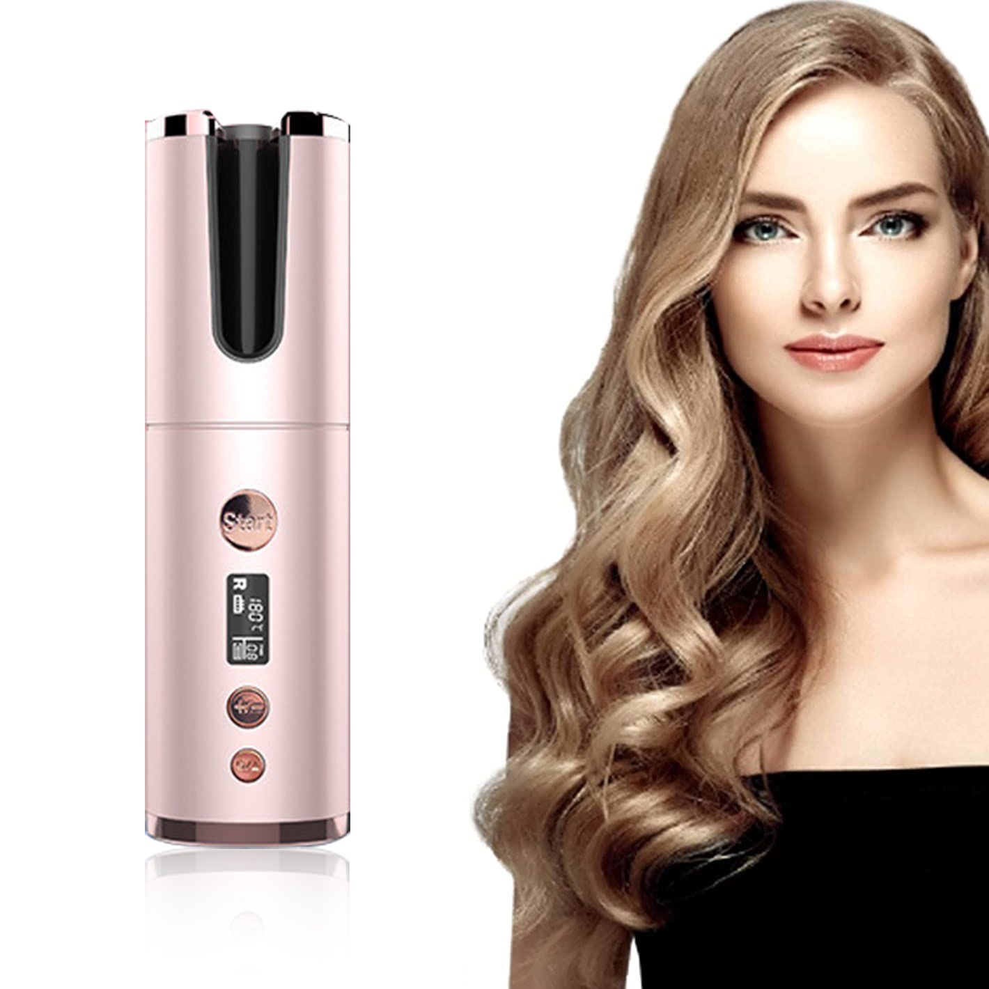 Buy Center Exclusive Offer-Wireless Rechargeable Curling Iron Electric Hair Curler Fully Automatic Rotating Portable Hairdresser