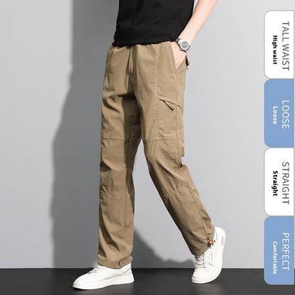 Now Available at Buy Center: Thin Overalls Men's Casual Loose Ultrathin Khaki Straight Khaki