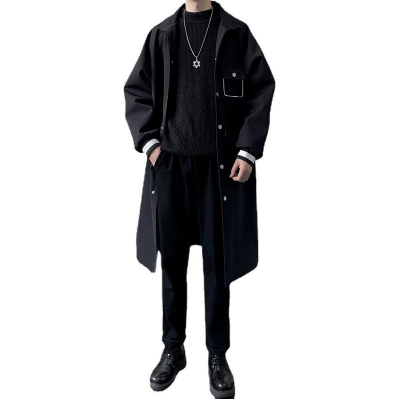 Manteau mi-long pour homme, coupe au-dessus du genou, style tempérament