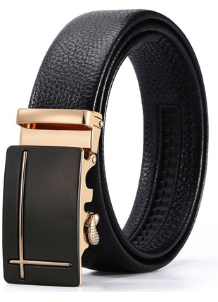 Ceinture d'affaires à boucle automatique en cuir pour homme