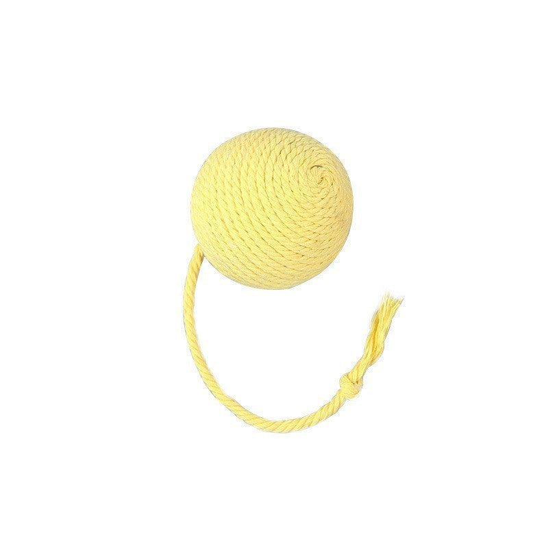 Buy Center Top Rated-Cat Toy Ball With Rope Built In Bell To Roll The Ball And Make A Sound For Kittens To Play With M 6cm Yellow