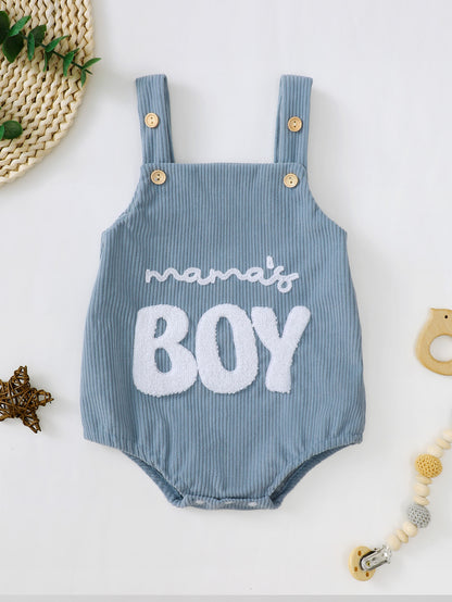 Fresh Arrivals at Buy Center: Male And Female Baby Corduroy Suspender Towel Embroidery Sea Blue