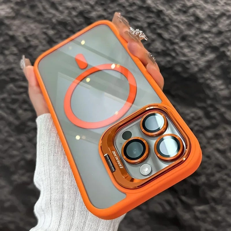 Fresh Arrivals at Buy Center: Invisible Bracket Transparent Phone Case With CD Pattern Lens Protector Orange