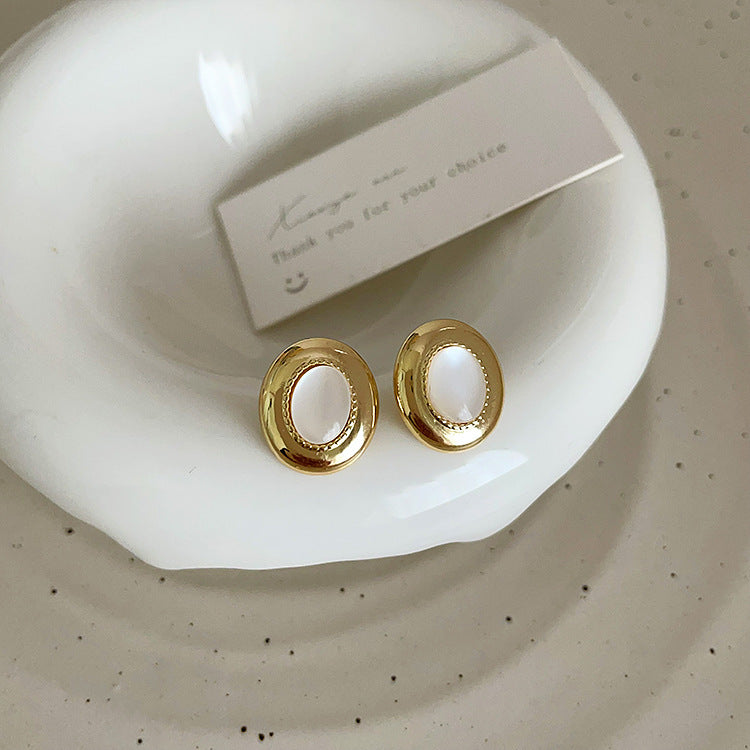 Fresh Arrivals at Buy Center: French Retro Tigereye Metal Stud Earrings For Women Light Luxury