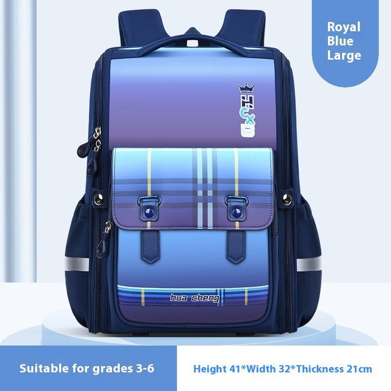 Mochila para estudiantes con protección para la columna vertebral y diseño a cuadros