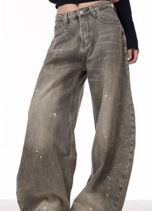 Pantalones vaqueros retro con efecto salpicado de tinta para mujer Machete Couple