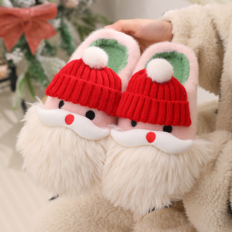 Cute Christmas Santa Claus Home Slippers Winter Warm Indoor Non-slip Floor Plush Shoes For Women Buy Center