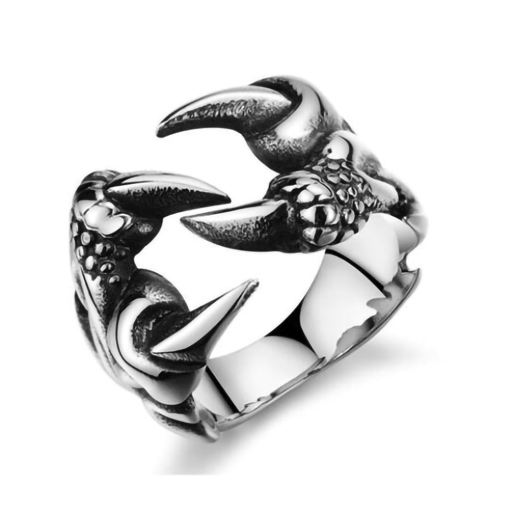 Buy Center Handpicked- Men's Domineering Open Dragon Claw Ring Punk Chrome Jewelry Titanium Steel Dragon Claw Heart Party Rings For Men