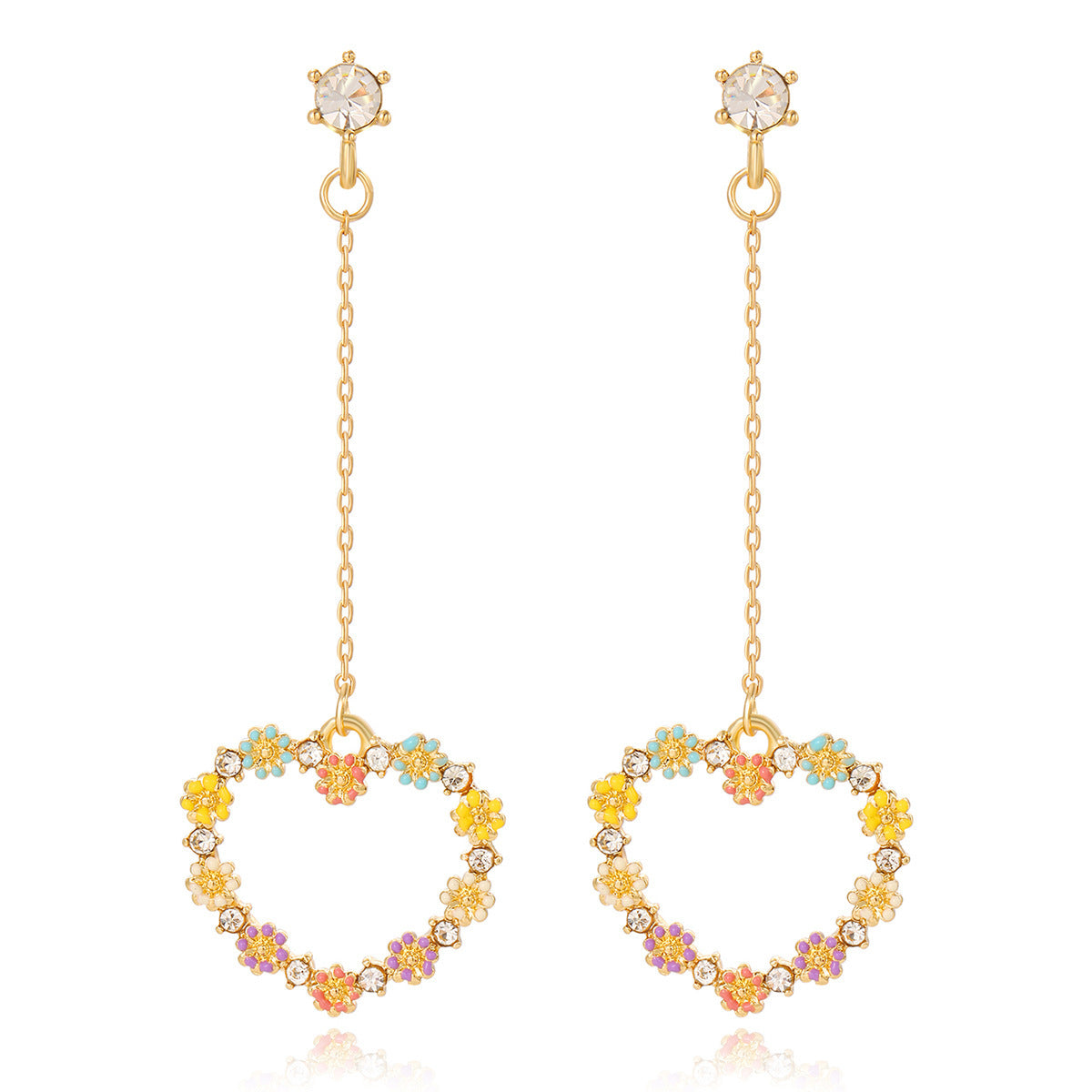 Flower Cluster Love Shining Gorgeous Colorful Oil Necklace Ear Studs Buy Center