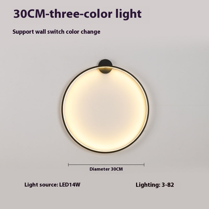 Newly Released at Buy Center: Minimalist Round Bedroom Bedside Lamp Wireless Living Room Sofa Background Wall Hotel Decorative Wall Lamp 30CM 3 Colors