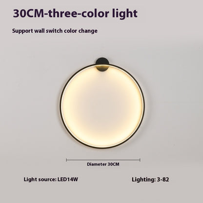 Newly Released at Buy Center: Minimalist Round Bedroom Bedside Lamp Wireless Living Room Sofa Background Wall Hotel Decorative Wall Lamp 30CM 3 Colors